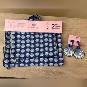 Dabney Lee 4 pc Packing Cube & Luggage Tag Travel Set Blue Seashell New
